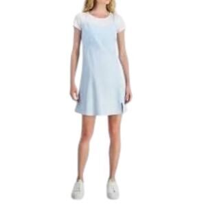 Madden Girl NWT Junior's 2 In 1 T-Shirt Slip Dress In Baby Blue and White Large